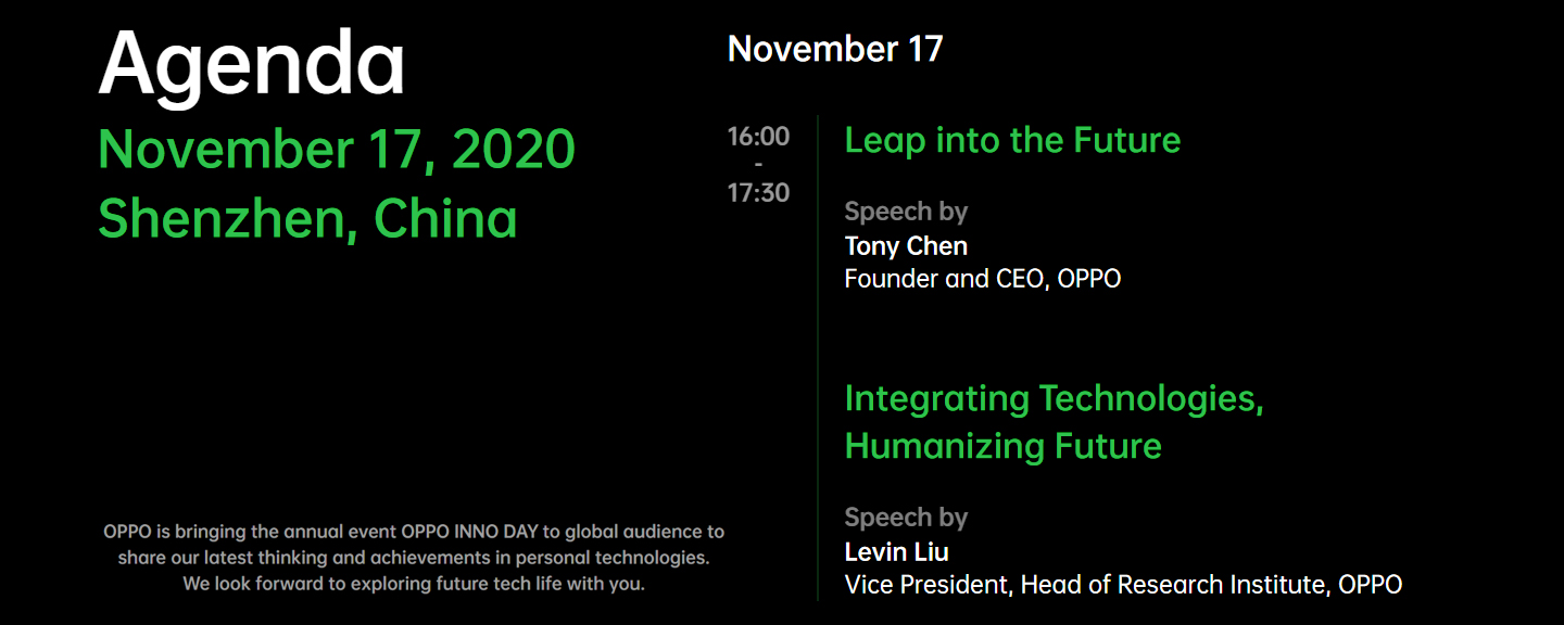 Oppo Inno Day agenda